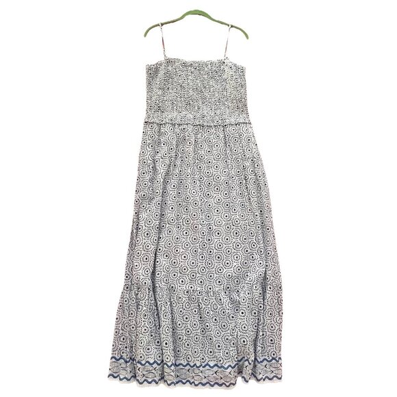 Roller Rabbit Dresses & Skirts - Roller Rabbit Women’s Naolin Fish Border Briar Dress Large Smocked Blue White